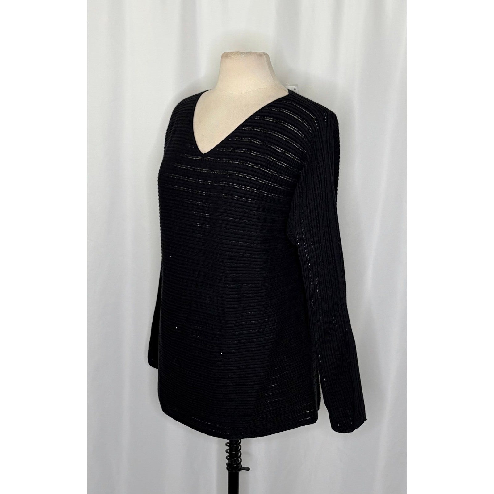 NWT!! TOMMY BAHAMA Jewel Bay Black Sequin V Neck Sweater Pullover Knit Large