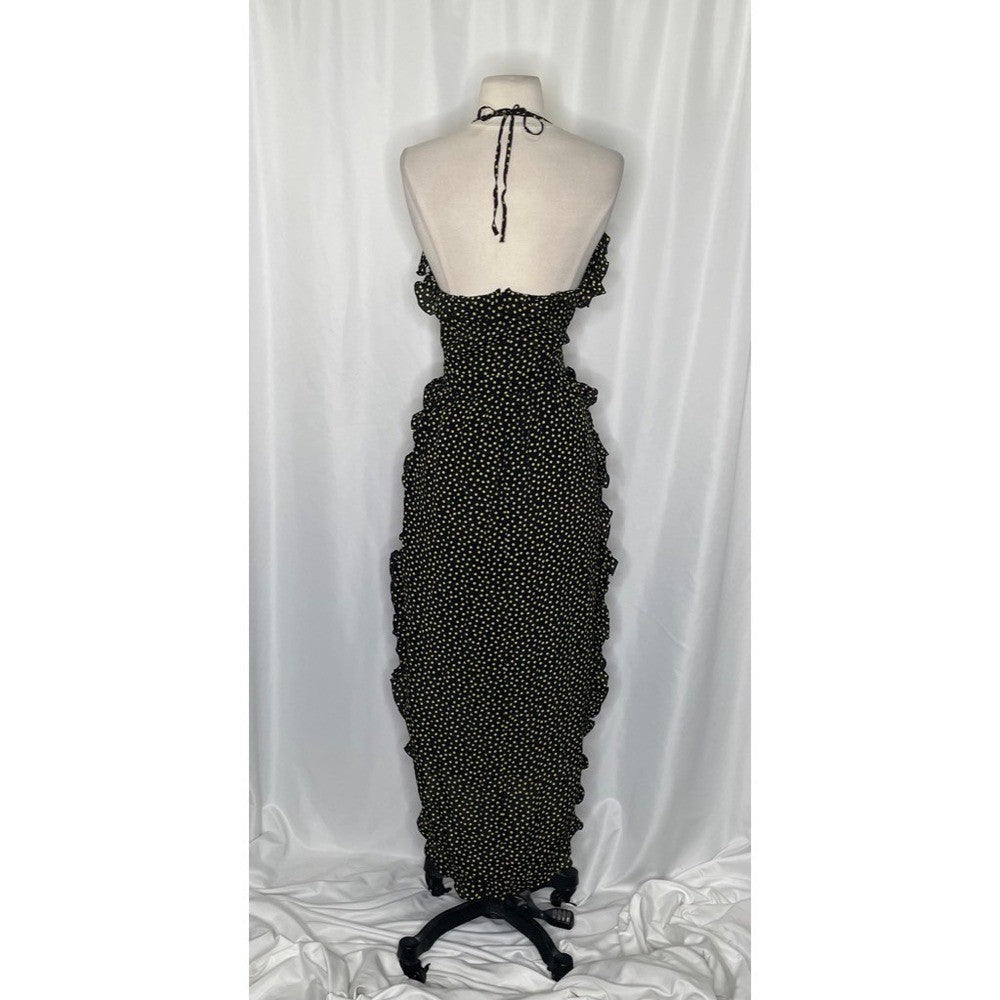SEE BY CHLOÉ Georgette Silk Halter Neck Ruffled Dress Midi Size 40 / US Size 8
