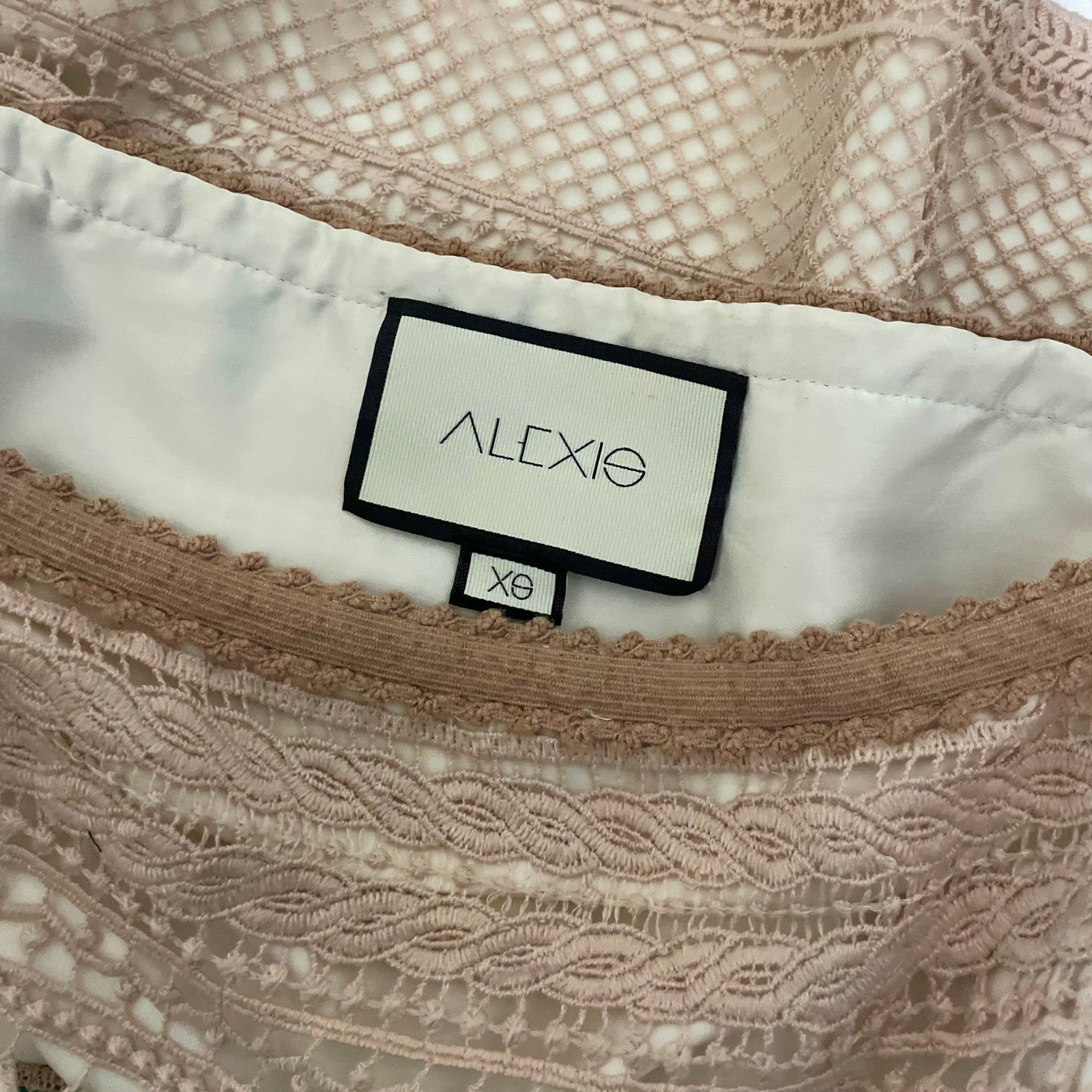 Revolve ALEXIS Finn Lace Off Shoulder Top Blouse Blush Pink Silk Lacey X-Small