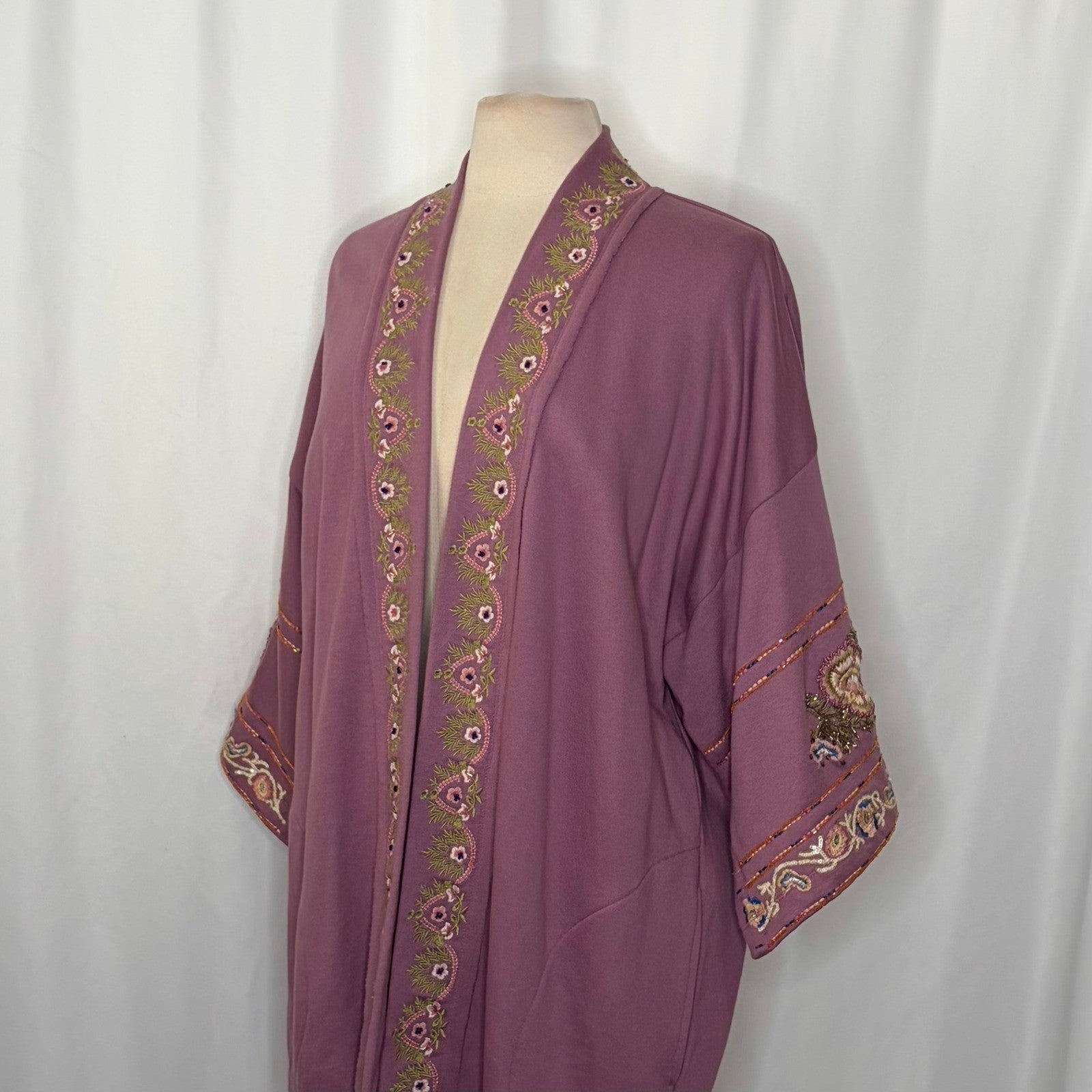 ARATTA SILENT JOURNEY Juliette Beaded Embellished French Terry Kimono Jacket S