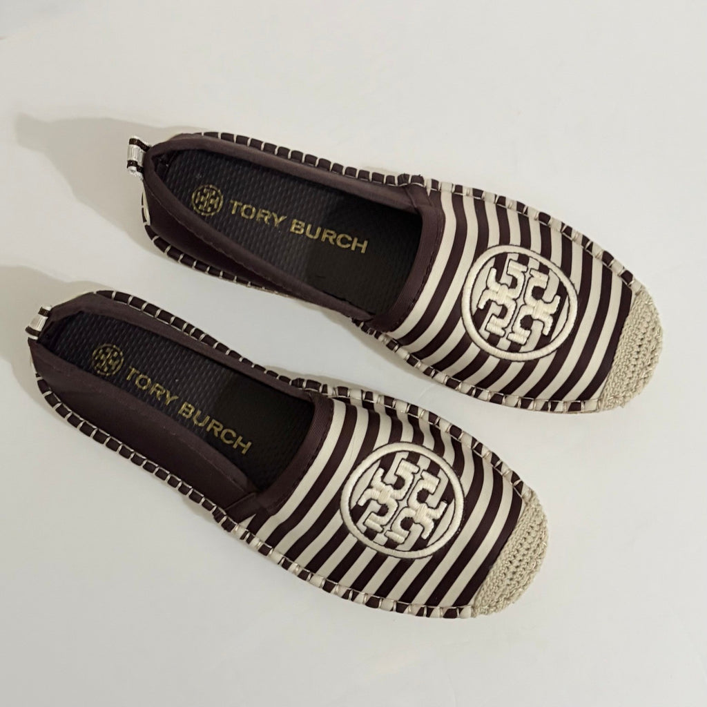 TORY BURCH x Sea Star Beachwear Espadrilles Brown Striped Shoes Size 10