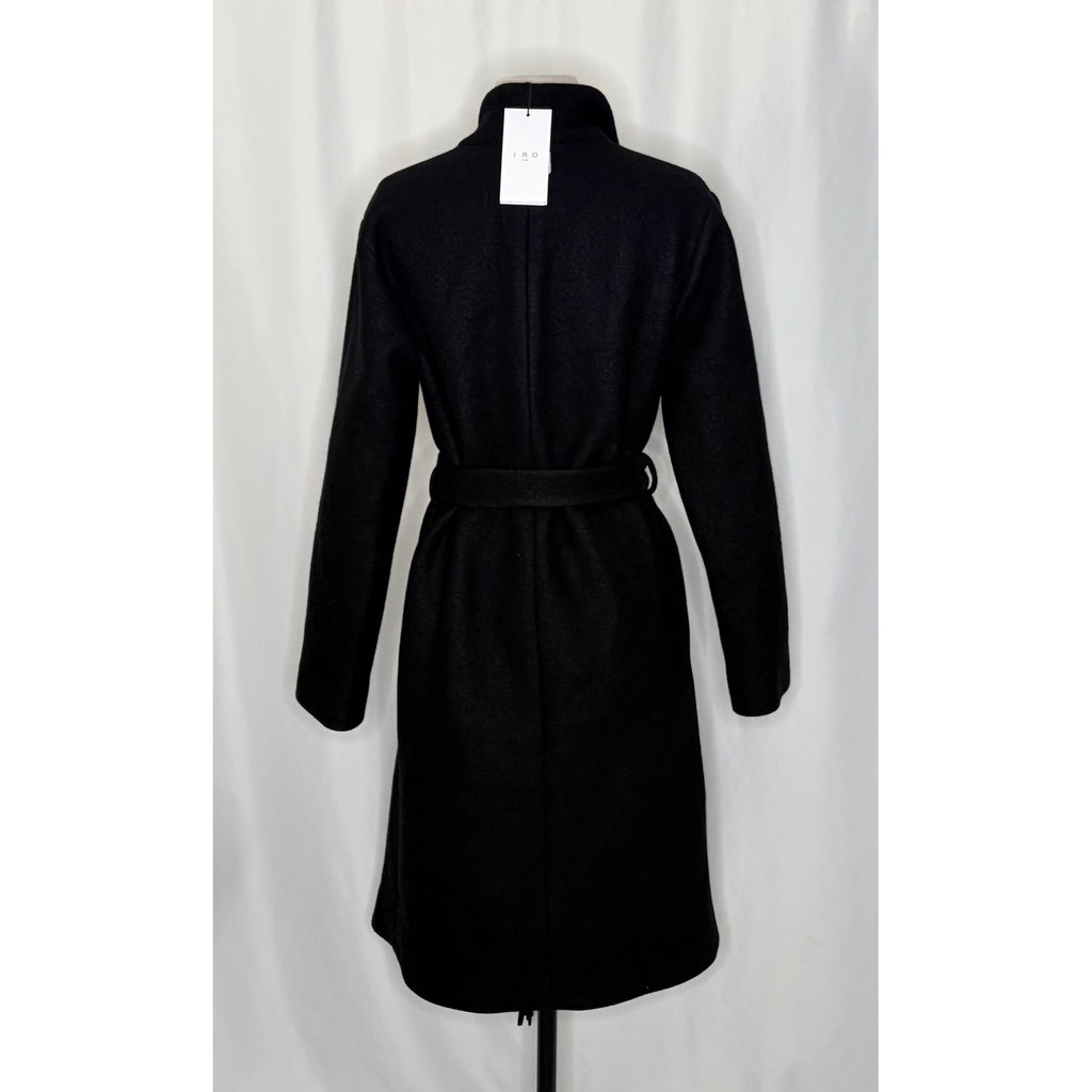 NWT!! IRO Nicky Wool Cashmere Blend Shawl Collar Long Sleeve Wrap Coat 34 XS