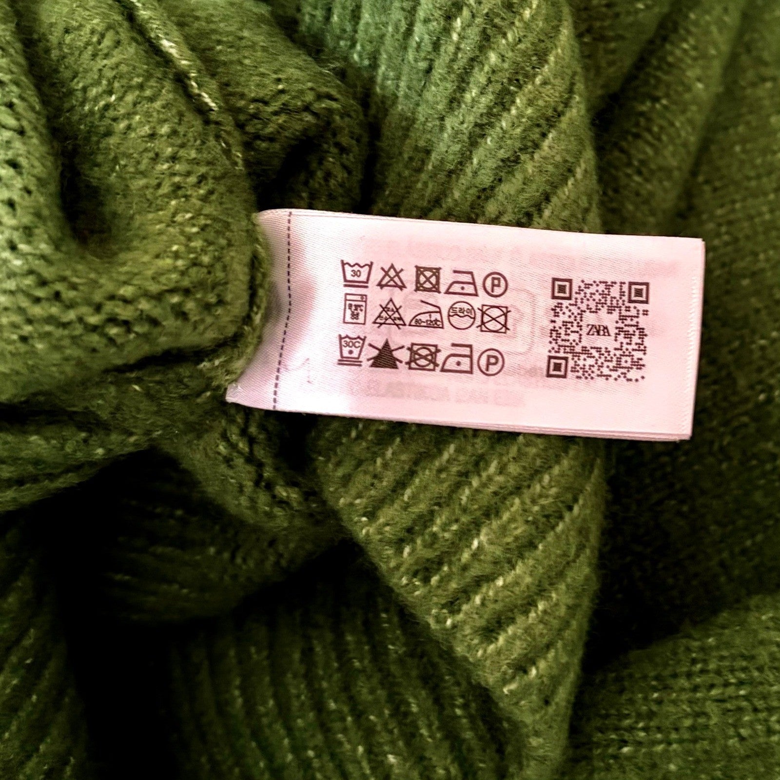 ZARA Green Wool Sweater Dress Mock Neckline Oversized Knitwear Solid X-Small