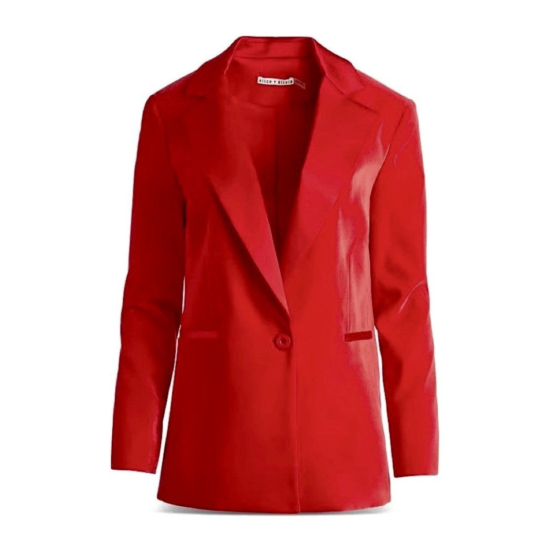 ALICE + OLIVIA Justin Velvet One Button Blazer Perfect Ruby Red Solid Satin 8