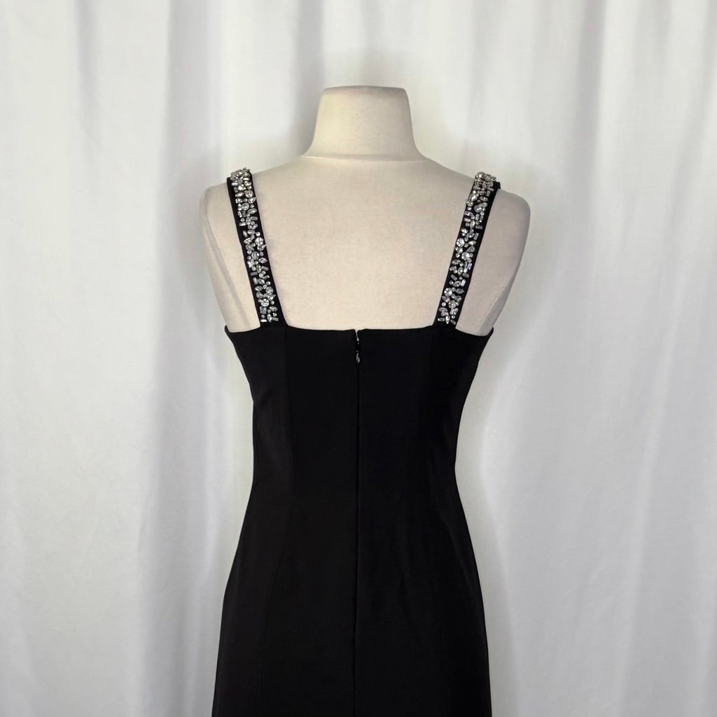 CAMILA COELHO Black Embellished Midi Sheath Dress Glam Solid Party Cocktails XS