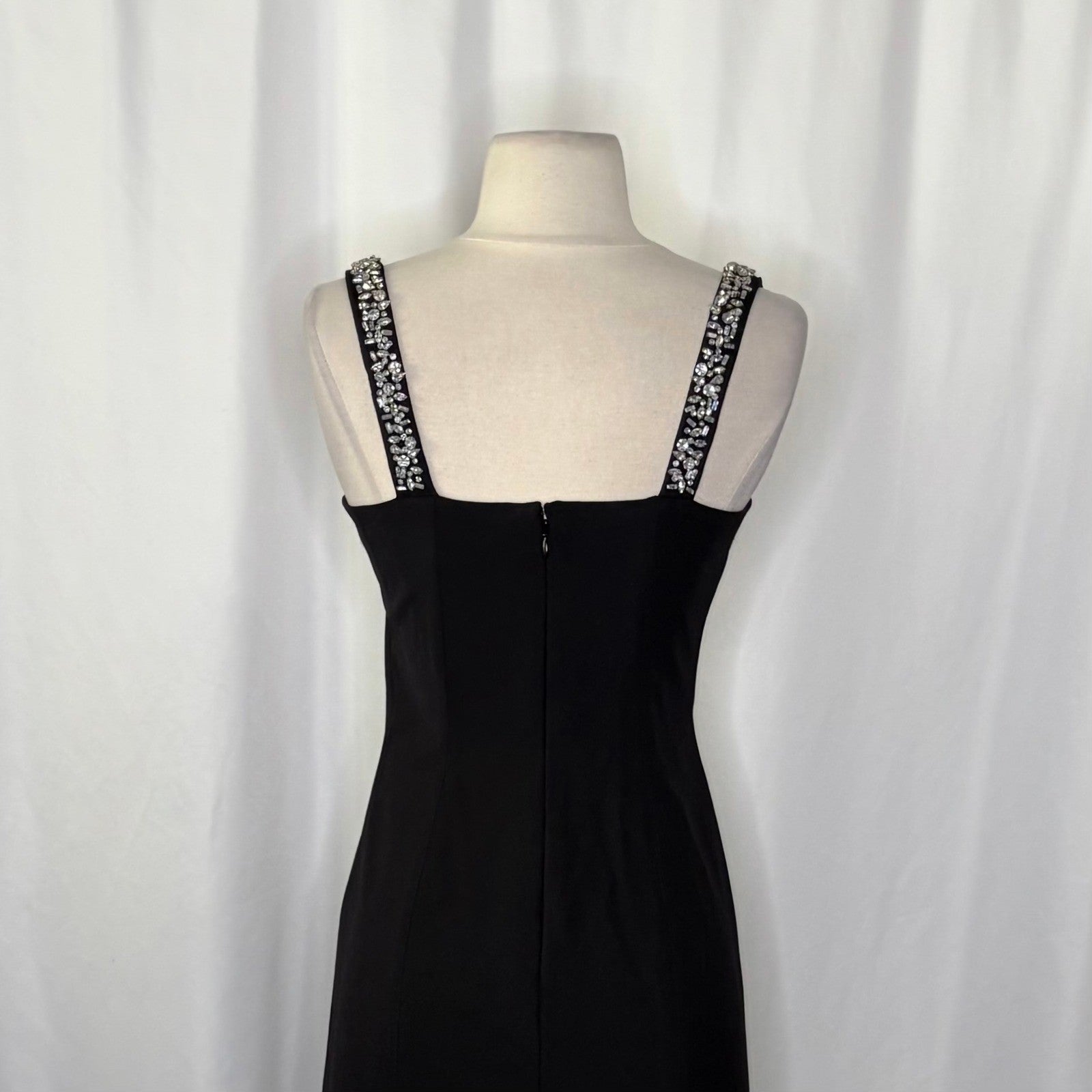 CAMILA COELHO Black Embellished Midi Sheath Dress Glam Solid Party Cocktails XS
