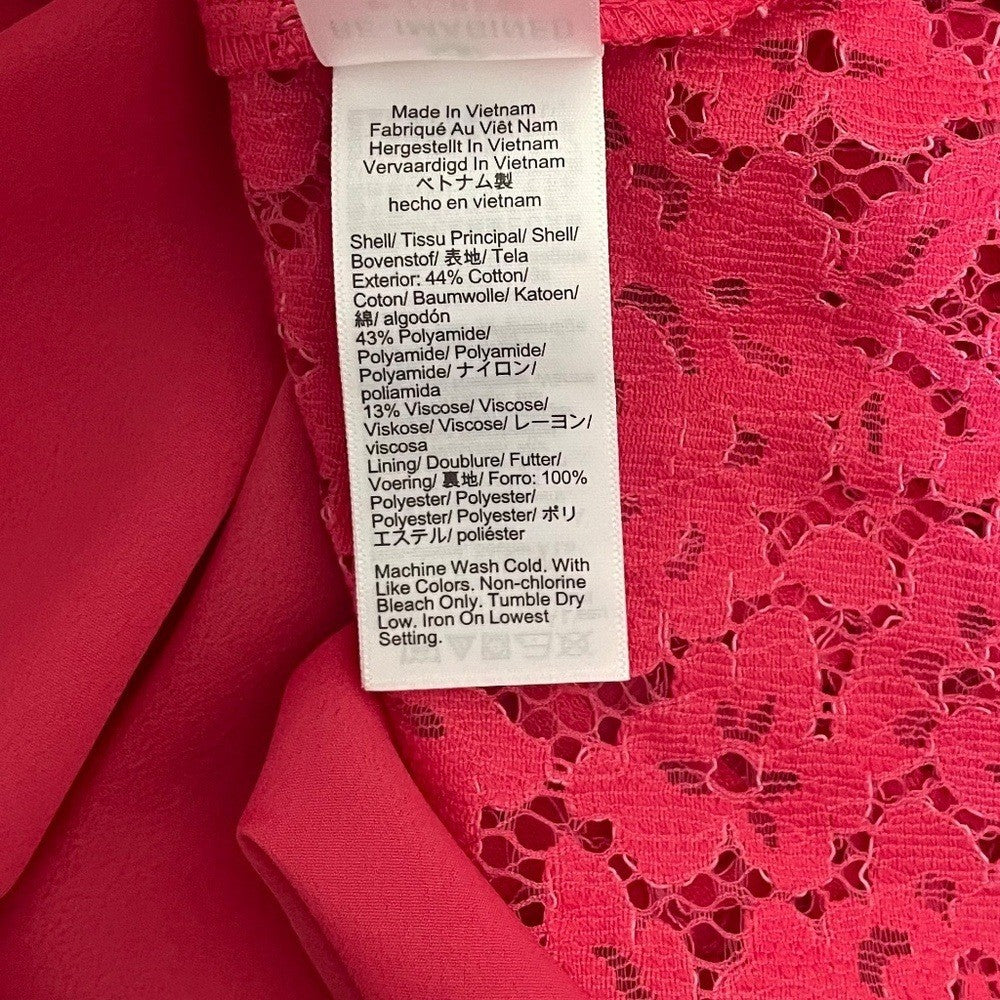 NWT!! J. CREW Scalloped Lace Mockneck Top Blouse Dragon Fruit Pink Size 14