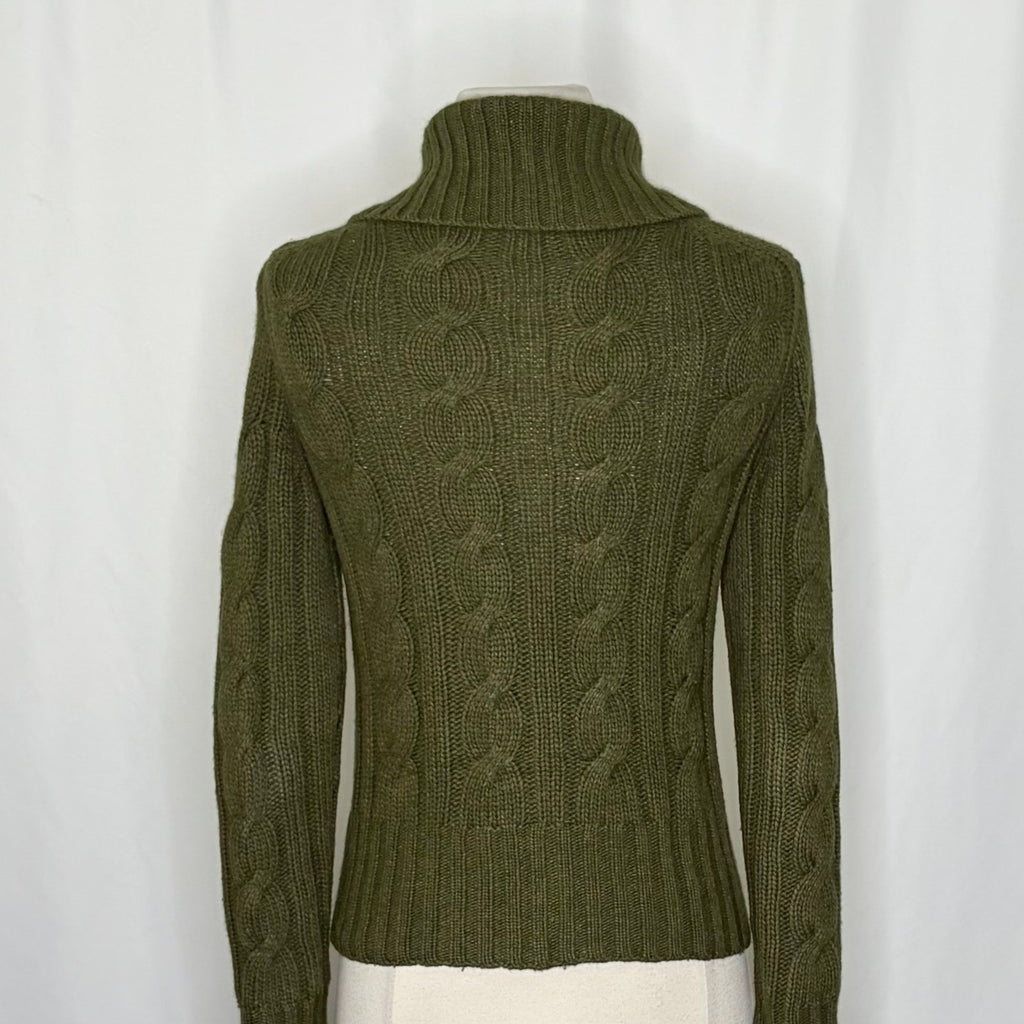 Vintage J. CREW Cable Knit Shawl Collar Cardigan Sweater Wool Cashmere X-Small