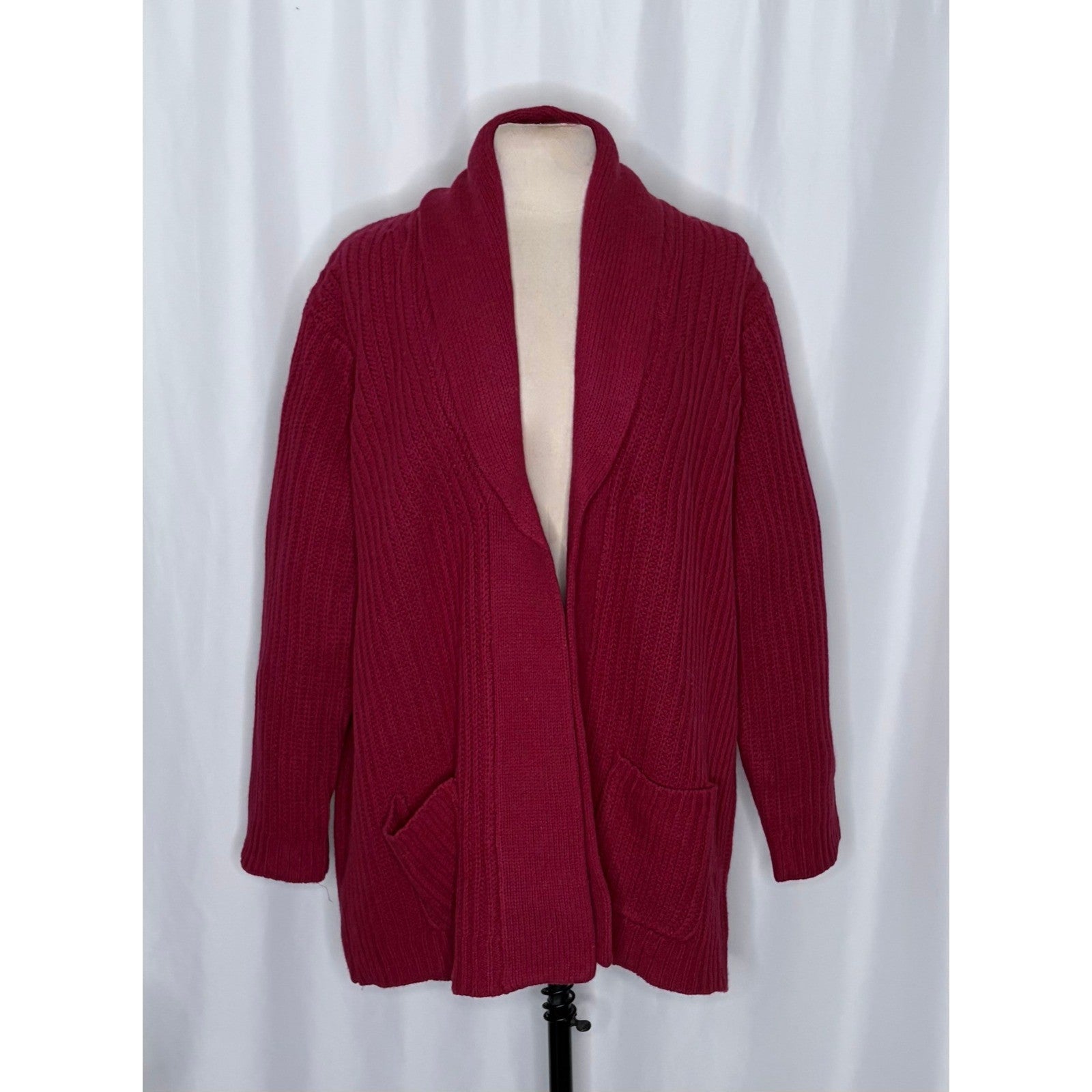 NWT!! WOOLOVERS Lambswool Shrug Cosy Cardigan Sweater Purple Wine Knit X-Large