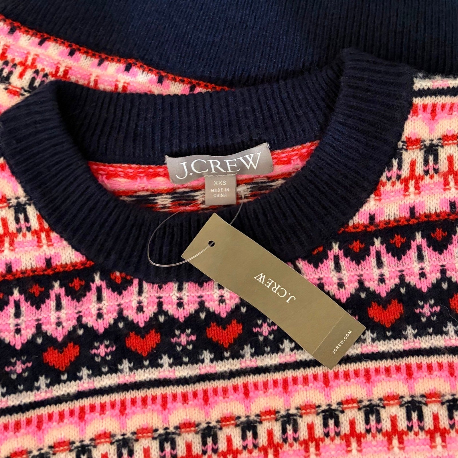 NWT!! J. CREW Fair Isle Crewneck Sweater Lambswool Wool Knit Blend XX-Small XXS
