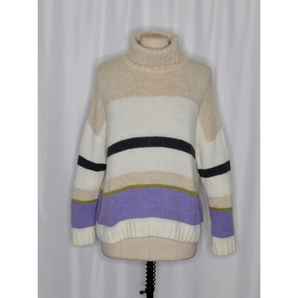 Anthropologie ALDOMARTINS Striped Turtleneck Sweater Aldo Martins Wool Small