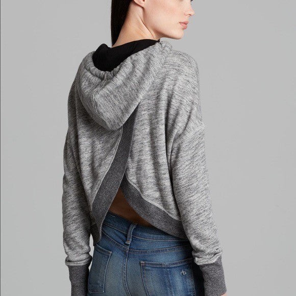 RAG & BONE Jean Murphy Hoodie Crossover Envelope Back Hood Gray Pullover X-Small
