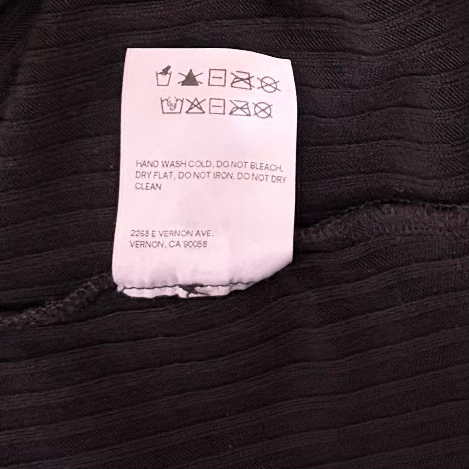 REFORMATION Rainey Crop Henley Ribbed Solid Black Cropped Collared X-Small