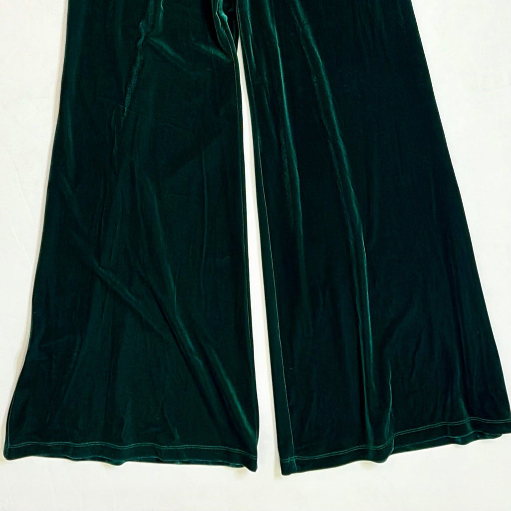NWT!! Anthropologie COREY LYNN CALTER Green Velvet Wide Leg Jumpsuit X-Small