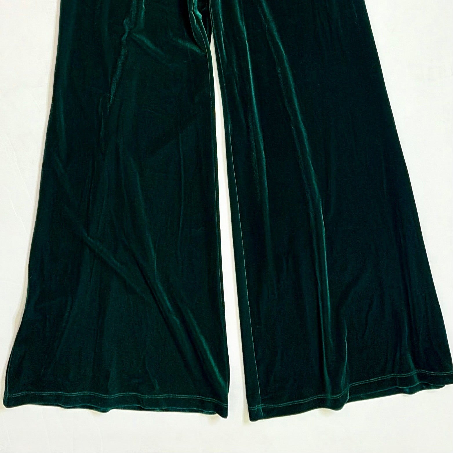 NWT!! Anthropologie COREY LYNN CALTER Green Velvet Wide Leg Jumpsuit X-Small