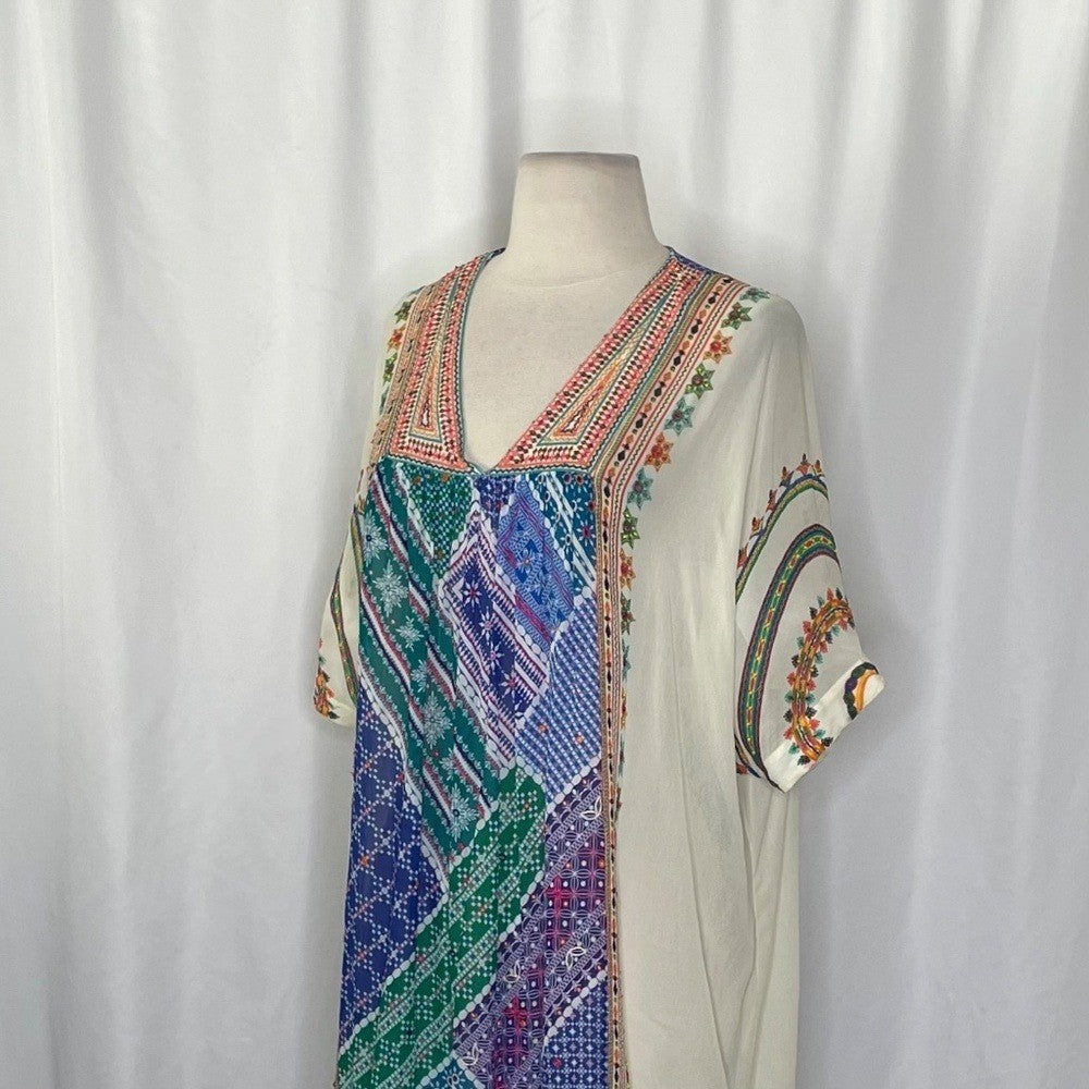 Anthropologie TANVI KEDIA Veena Beaded Caftan Beaded Mini Dress Bohemian Small