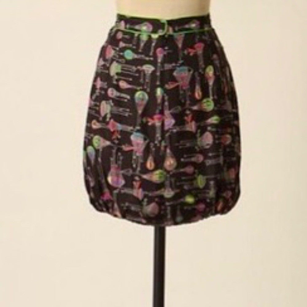 Anthropologie ANNA SUI Montgolfier Silk Skirt Hot Air Balloon Print Size 6