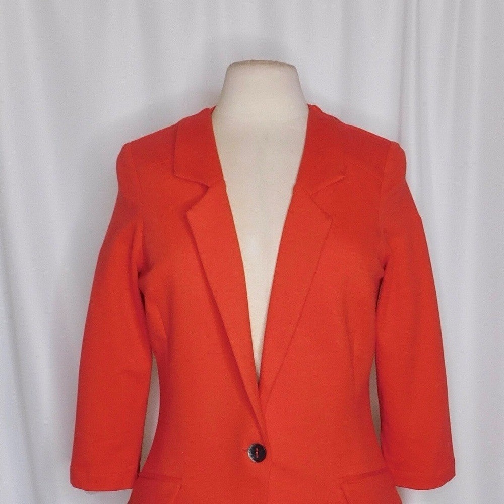 NWT!! Anthropologie CARTONNIER Red Knit Blazer Jacket Stretch Solid Medium