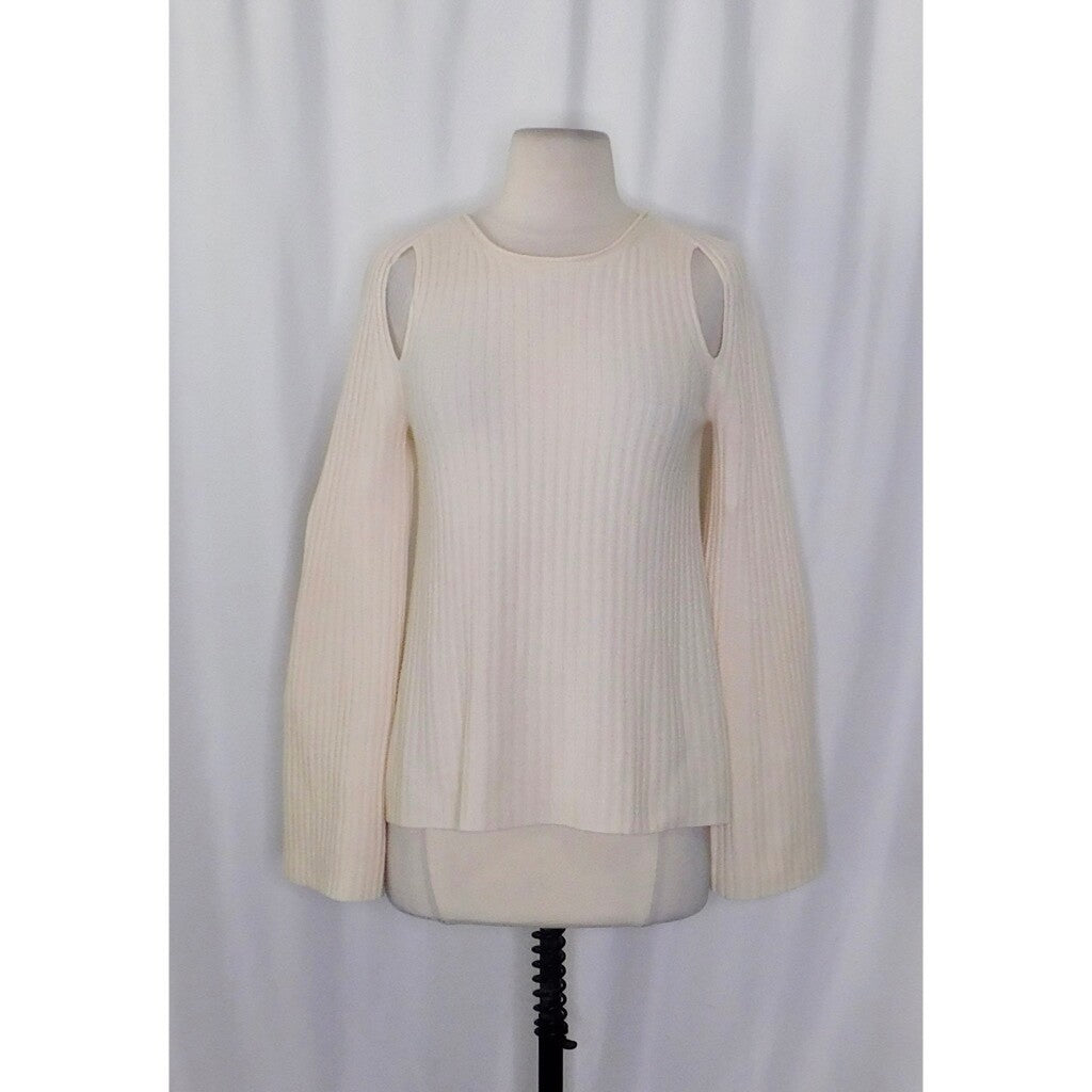 VINCE Cashmere Ribbed Cutout Slit Shoulder Pullover Flare Sleeves Knitwear Small