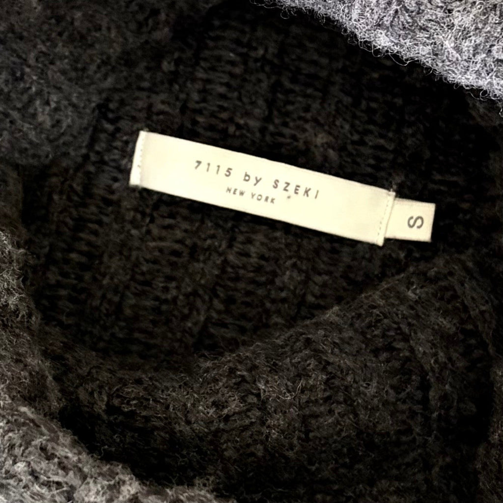 7115 BY SZEKI Dark Grey Turtleneck Sweater Merino Wool Boxy Oversized Small