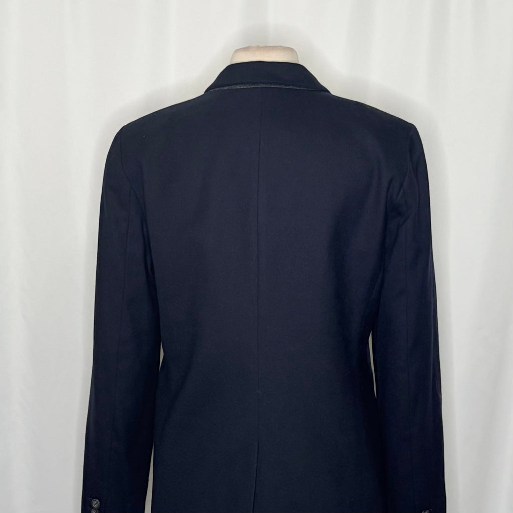J. CREW Regent Blazer Navy Blue Wool Flannel Striped Lining Single Button 12