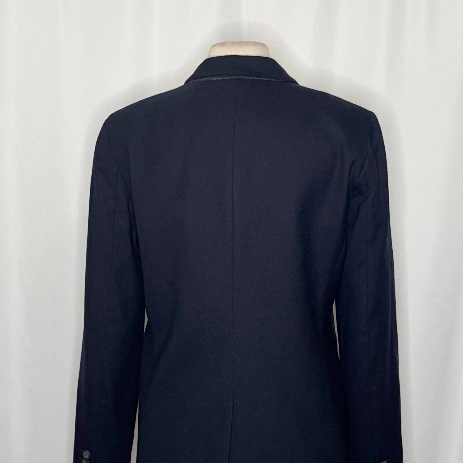 J. CREW Regent Blazer Navy Blue Wool Flannel Striped Lining Single Button 12