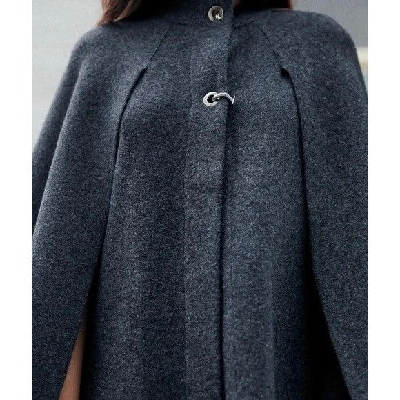 ZARA Charcoal Grey Wool Blend Cape Sweater Knitwear Knit Minimalist Medium