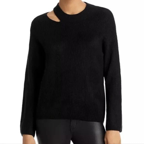 RAILS Alexi Cutout Sweater Solid Black Ribbed Pullover Knitwear Large