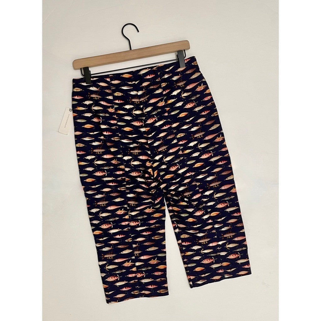 NWT!! Anthropologie MAEVE Fishing Lures Capri Pants Elastic Waist Cropped Medium