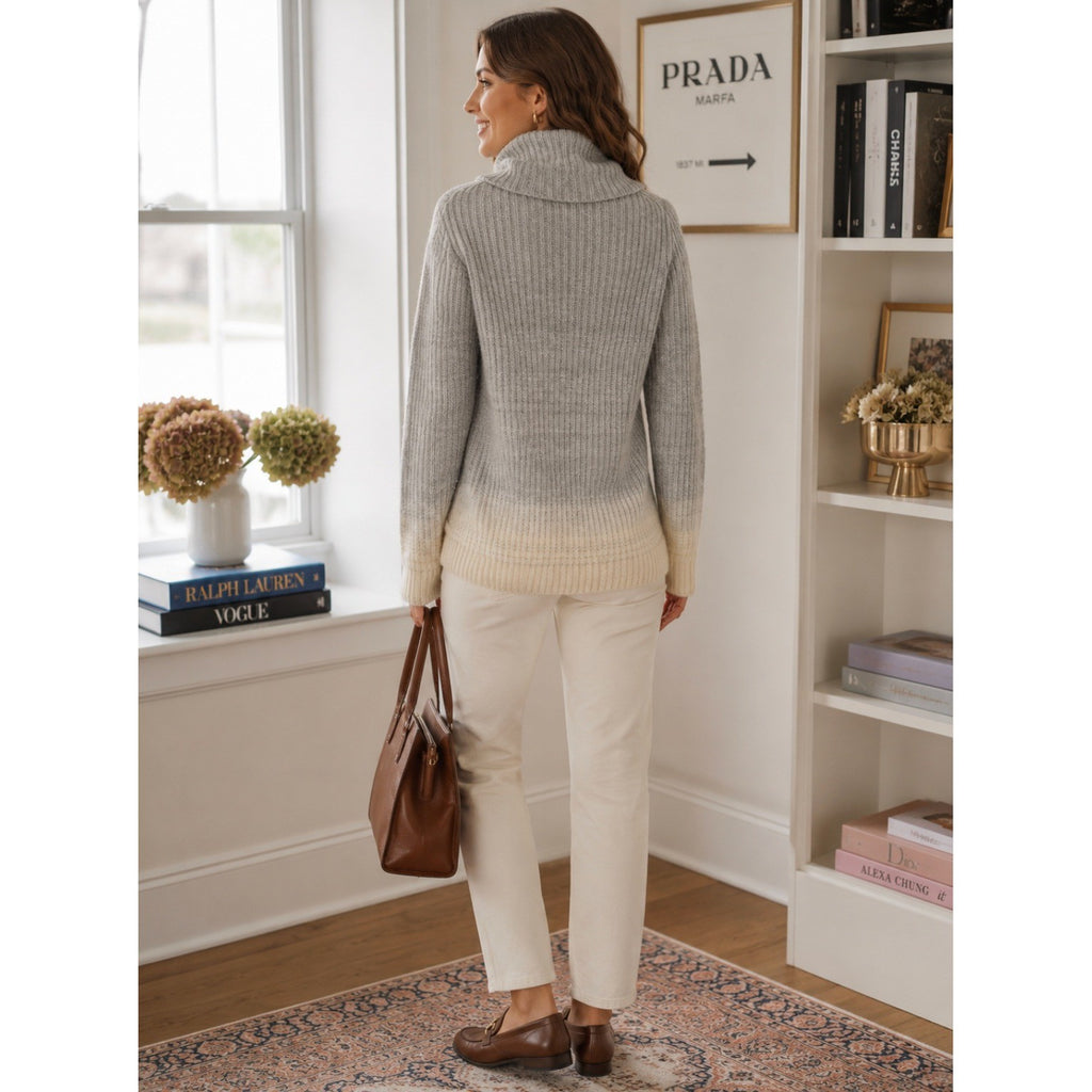 Women's THEORY Madalinda Ombré Charmant Turtleneck Sweater Wool Cashmere Small