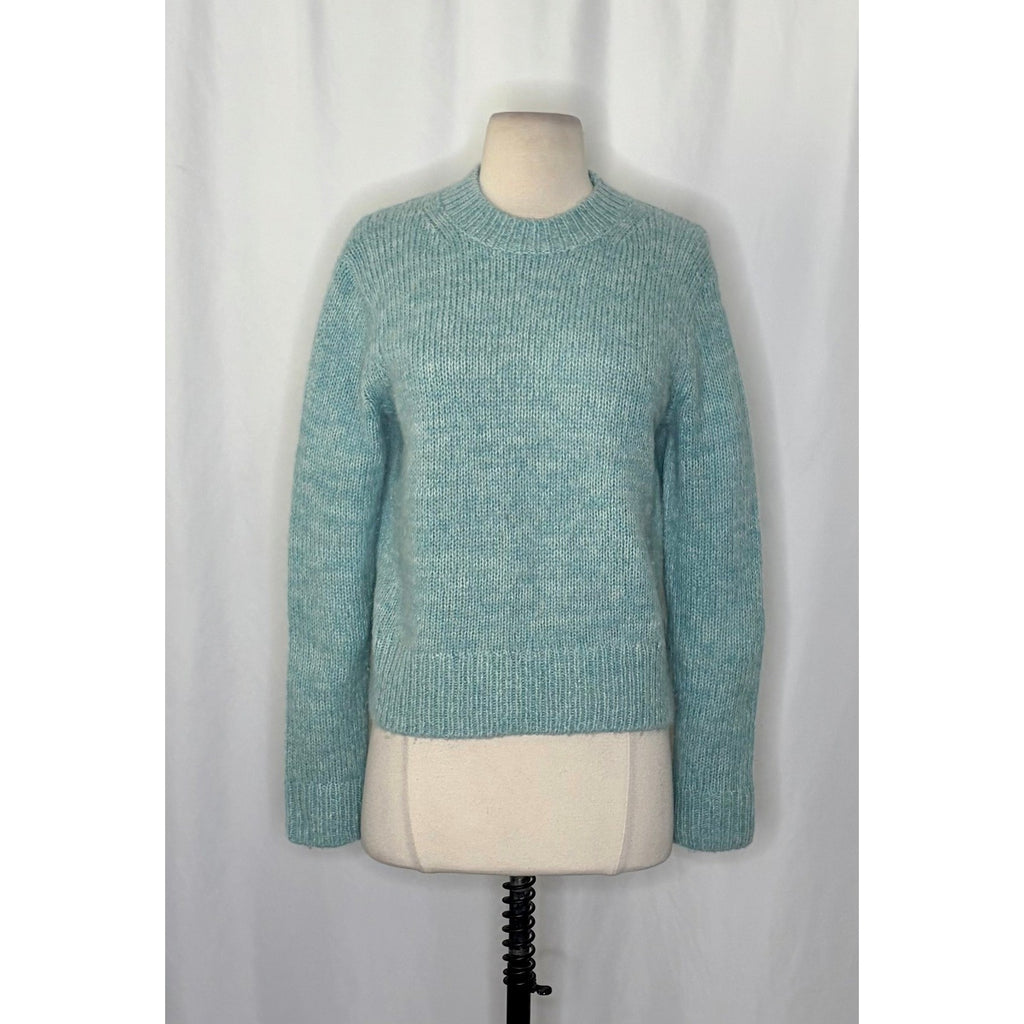 VINCE Italian Marled Alpaca Wool Knit Crew Neck Cozy Sweater Aqua Blue Small