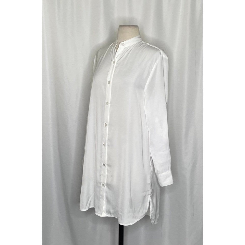 SUMMERSALT The Silky Luxe Short Effortless Shirtdress Cover-Up Solid White XS