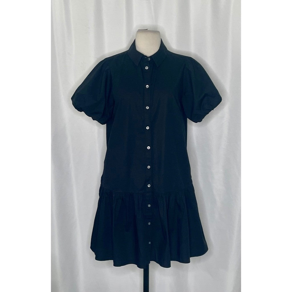 NWT!! J. CREW FACTORY Bubble Sleeve Shirtdress Solid Black Shirt Dress Size 8
