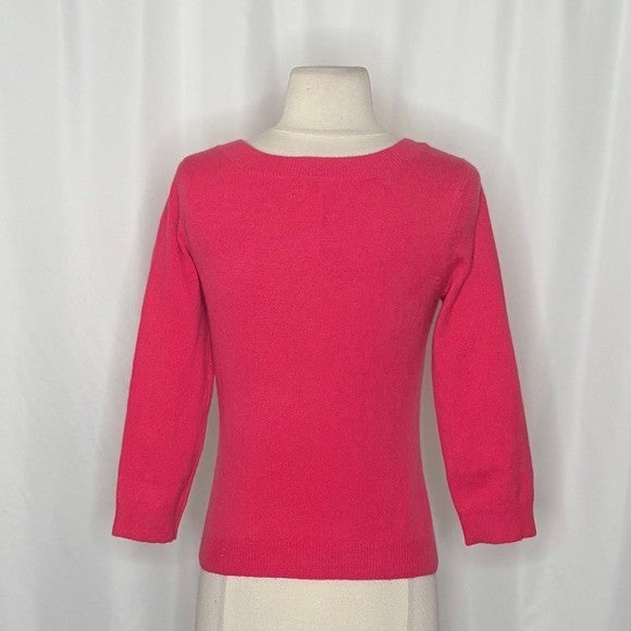 GARNET HILL Cashmere Sweater Scoop Neck Solid Pink Bright Pullover X-Small