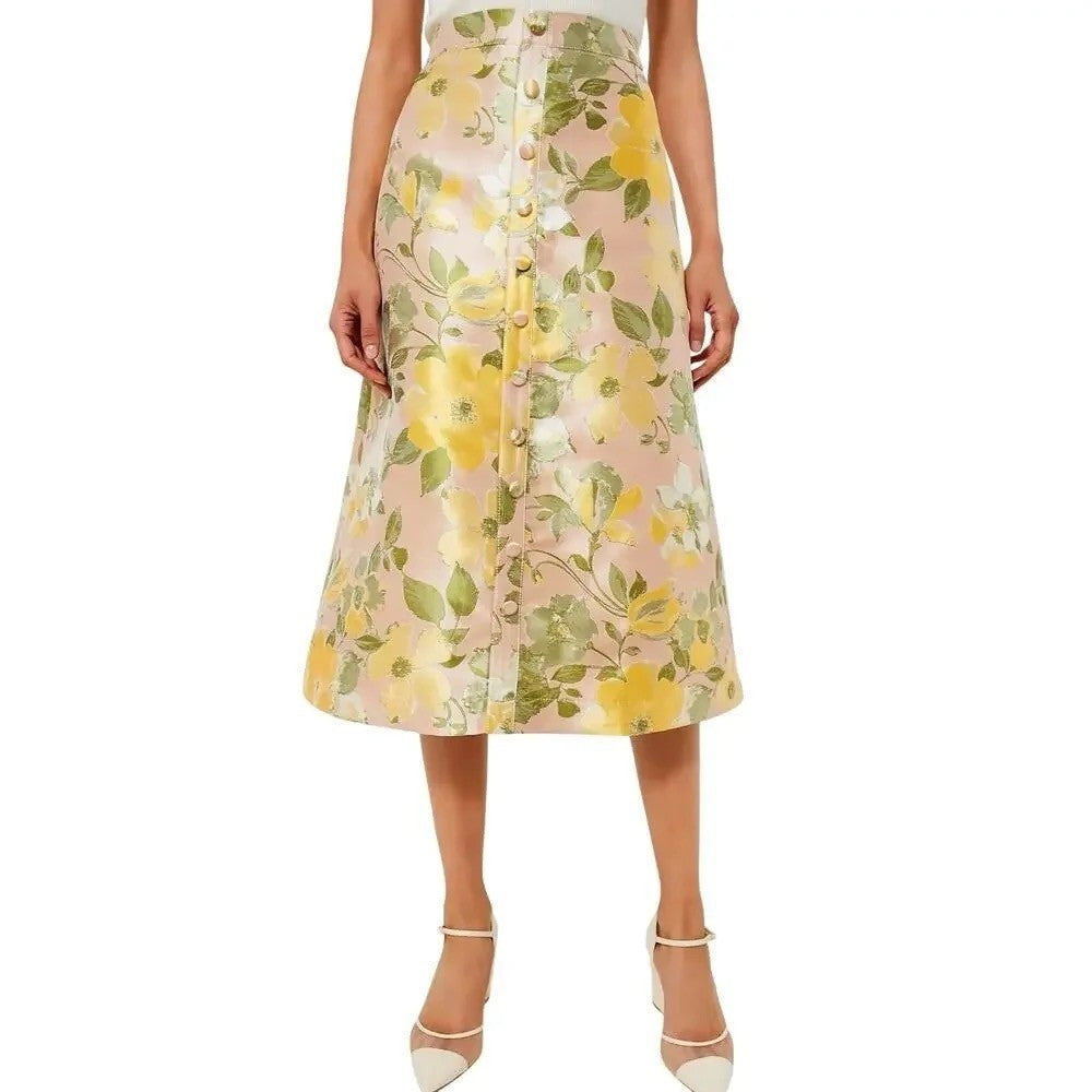 NWT! Tuckernuck POMANDER PLACE Floral Lotus Jacquard Adalyn Midi Skirt X-Large