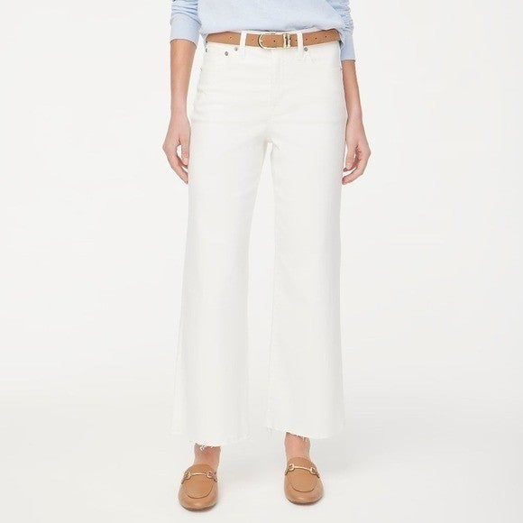 NWT!! J. CREW Factory Wide-Leg Cropped Jeans All-Day Stretch Solid White Size 32