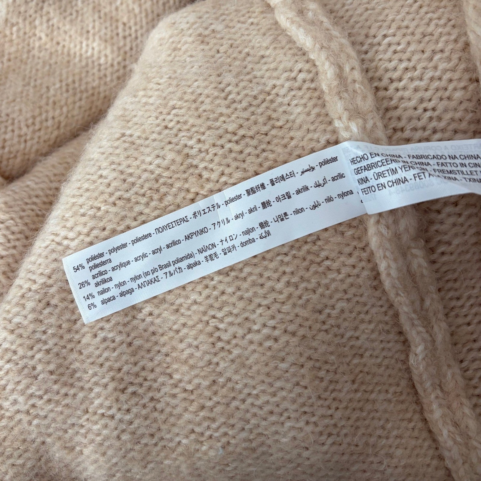 ZARA Alpaca Knit Midi Dress Light Tan Sand Coastal Blogger Favorite Medium