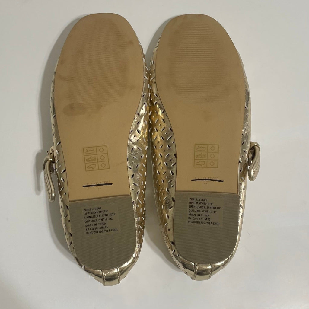 Girl's J. CREW Factory Perforated Metallic Mary Janes Shoes Buckles Party Size 4