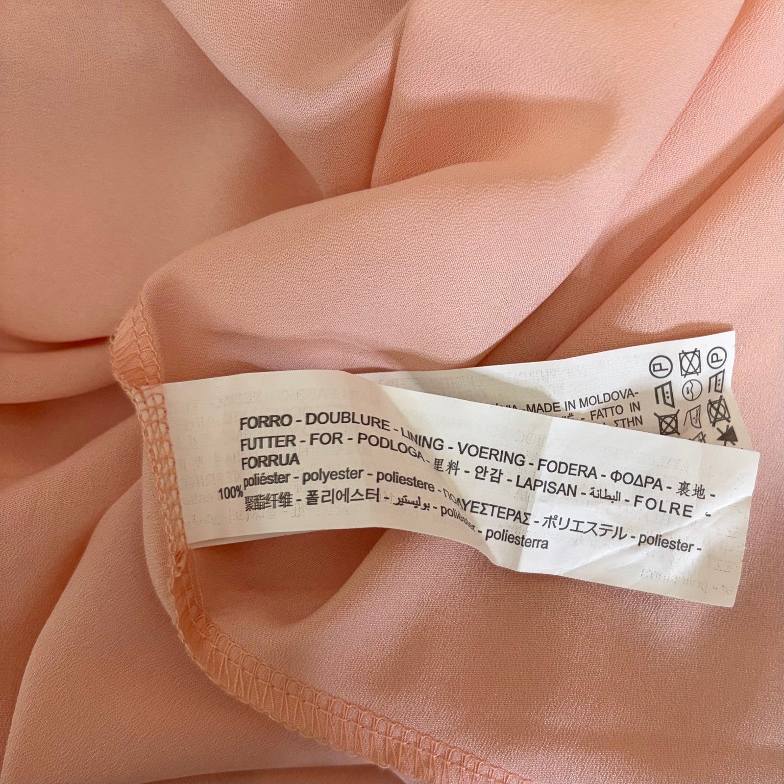 ZARA Organza Pink Peach Floral Maxi Dress Tiered Sundress Summer Vacation Medium