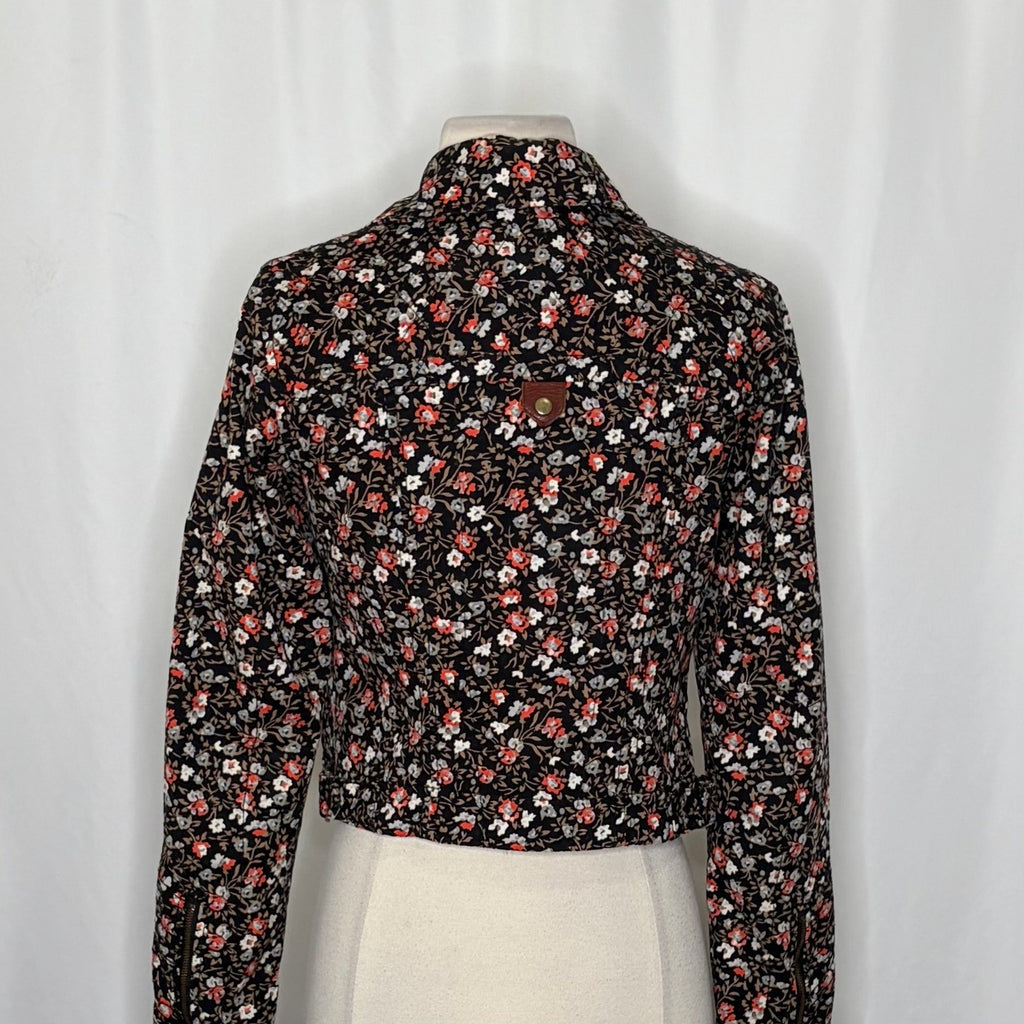Anthropologie HEI HEI Cropped Tinsley Bomber Moto Jacket Floral Print Size 6