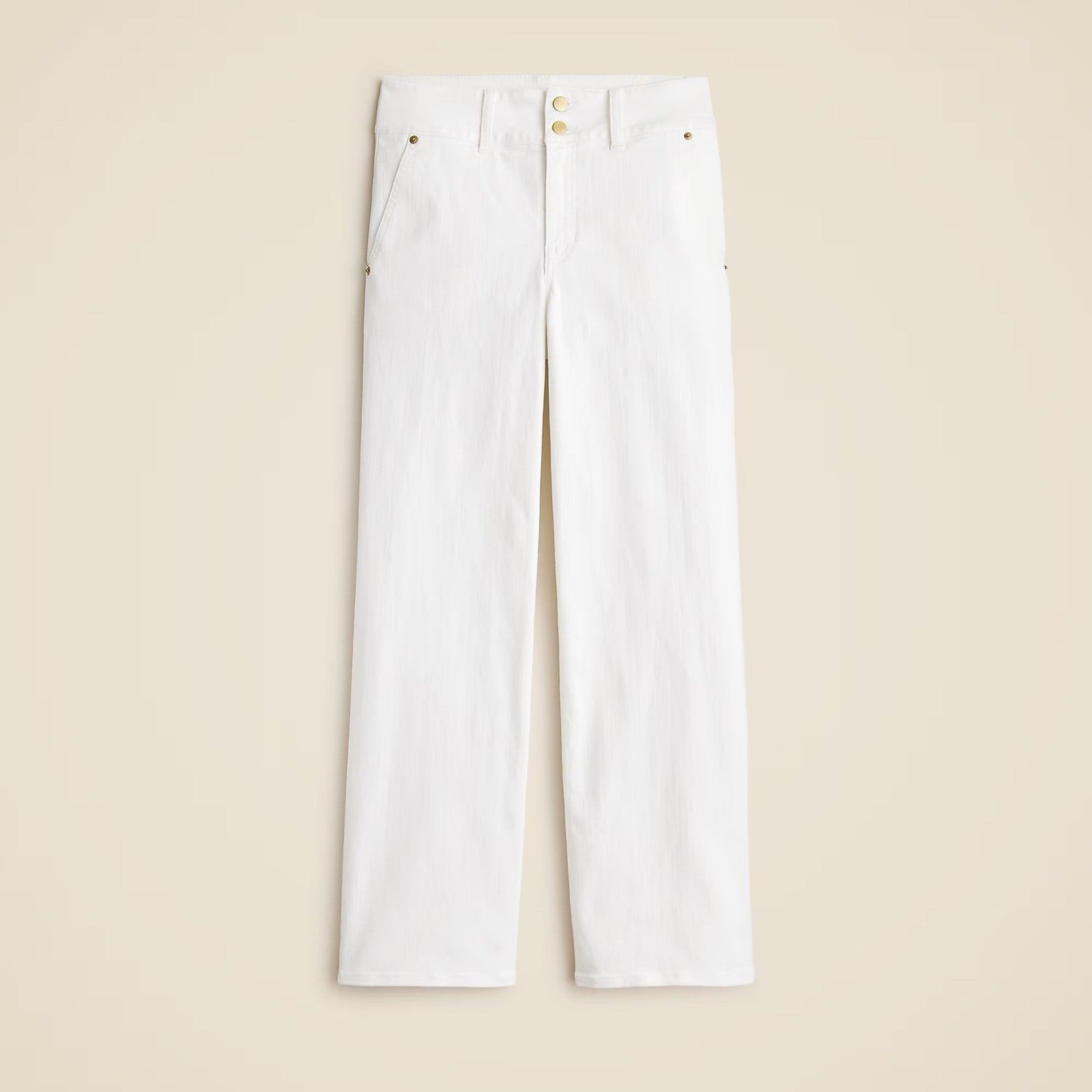 NWT!! J. CREW Slim Wide Jeans Stacked Buttons Solid White Size 29 Petite 29P