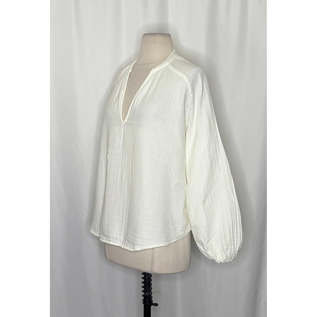 CP SHADES Swingy Gauze Off White Top Blouse Coastal Raglan Gauzy Solid X-Small