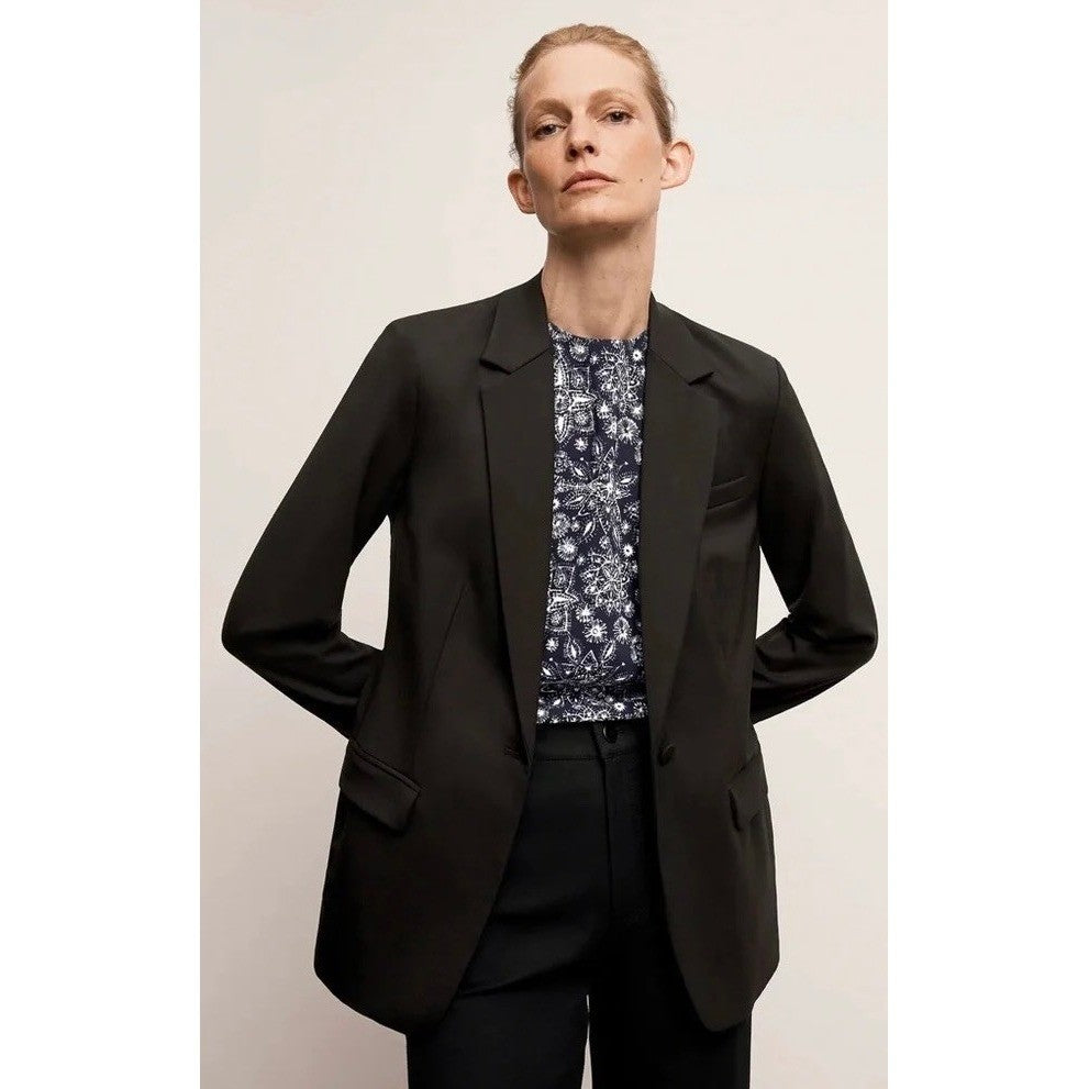 M.M. LAFLEUR The Yiyan Classic Blazer Italian Wool Twill Solid Black Size 10