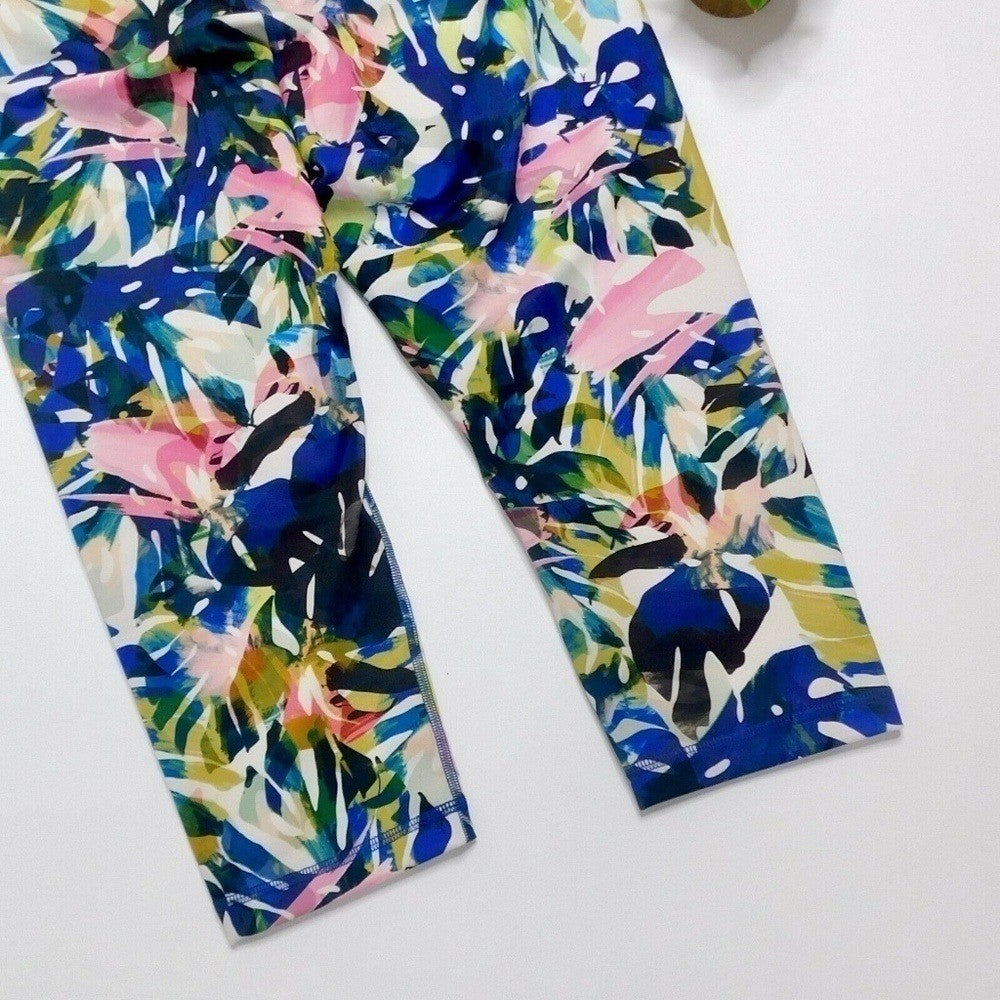 NWT! Anthropologie PURE + GOOD Crop Floral Legging Palm Tropical X-Large