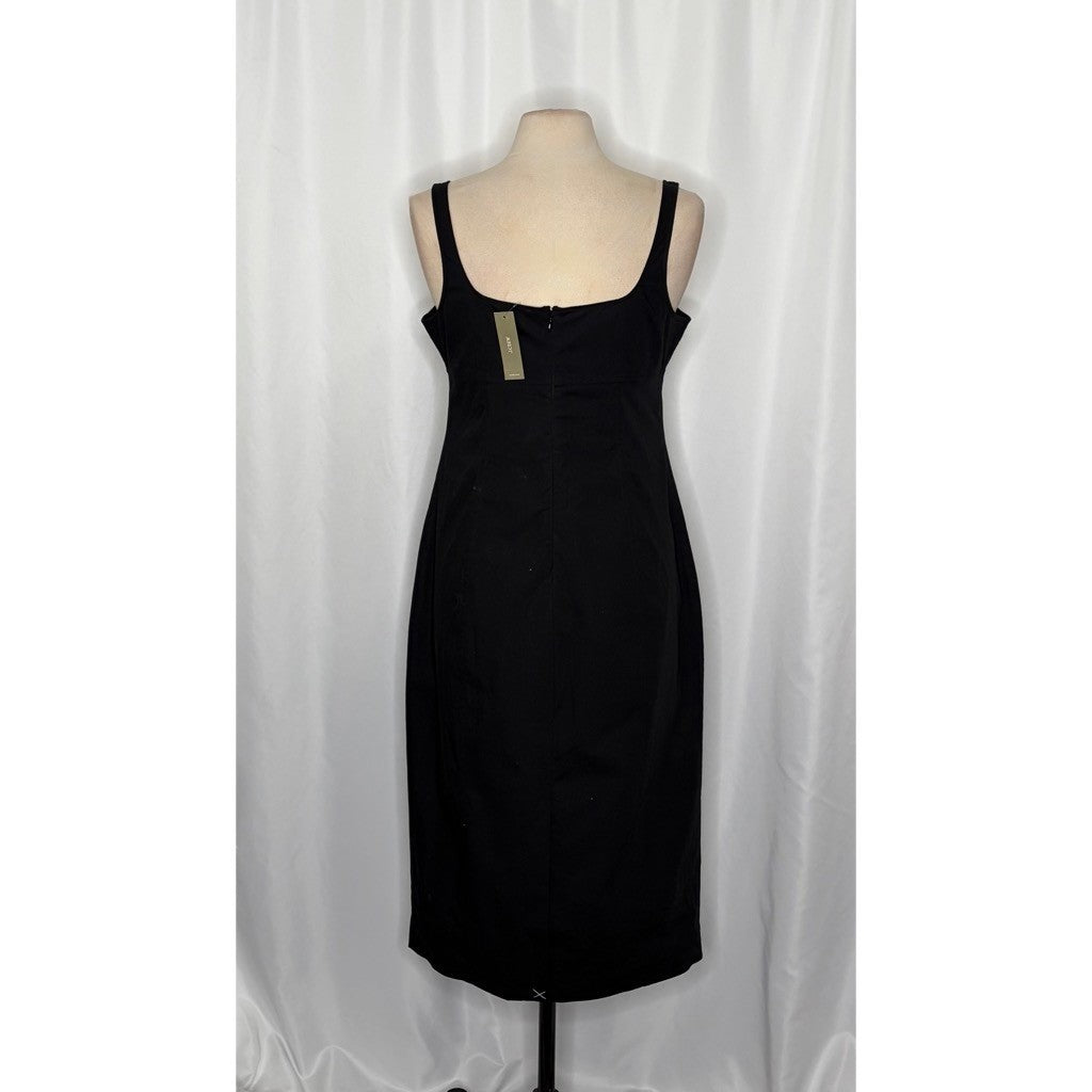 NWT!! J. CREW Squareneck Seamed Midi Little Black Dress Preppy Minimalist 10