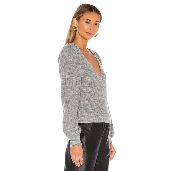 NWT!! L'academie REVOLVE Rosette Sweater Grey Wool Blend Small