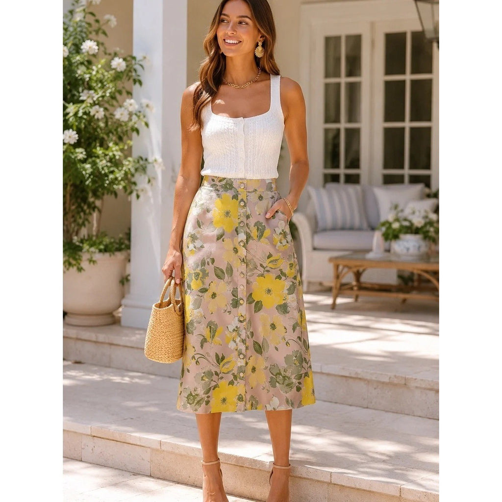 NWT! Tuckernuck POMANDER PLACE Floral Lotus Jacquard Adalyn Midi Skirt X-Large