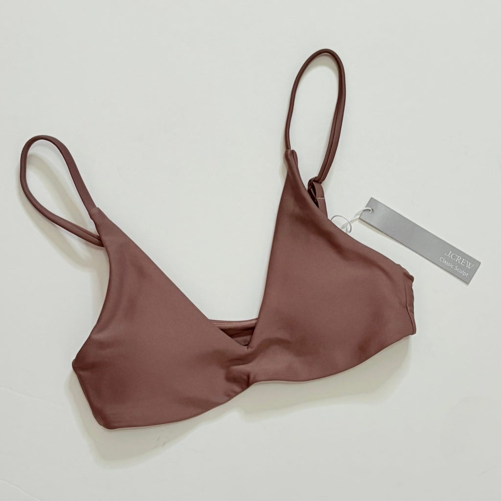 NEW!! J. CREW Lana Bikini Top Classic Sculpt Smoky Willow Wood Beach XX-Small