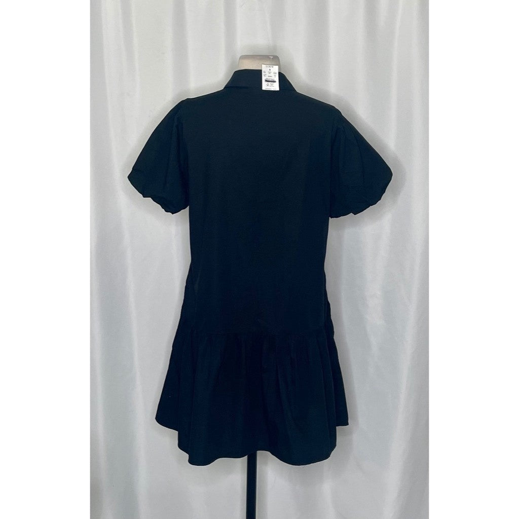 NWT!! J. CREW FACTORY Bubble Sleeve Shirtdress Solid Black Shirt Dress Size 8