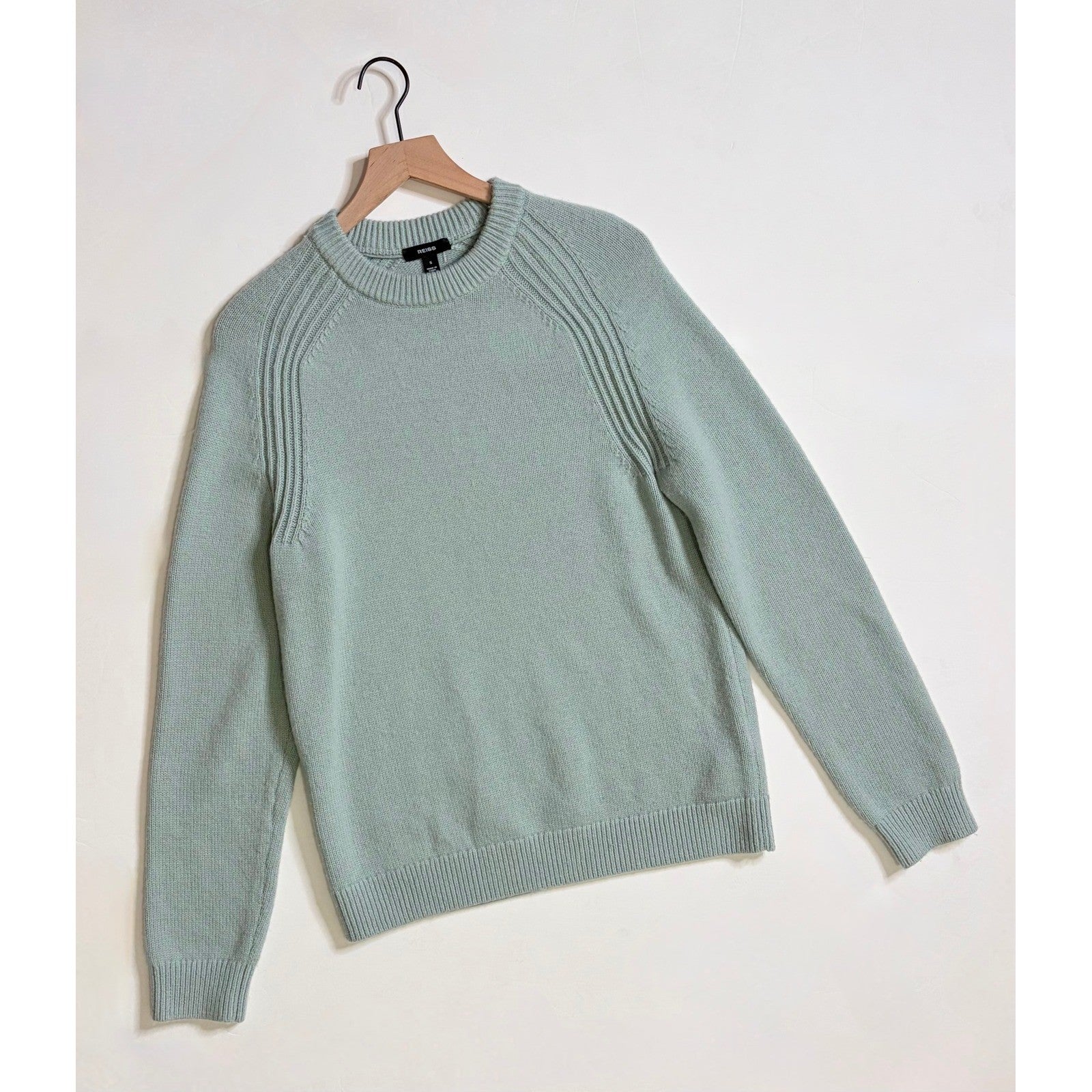 Men's REISS Sage Green Cloud Wool Raglan Sleeve Crew Neck Jumper Sweater Small